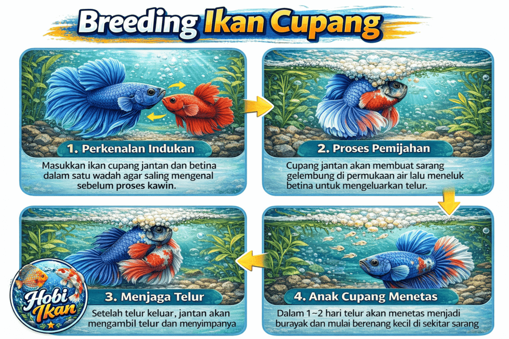 proses pembiakan ikan cupang