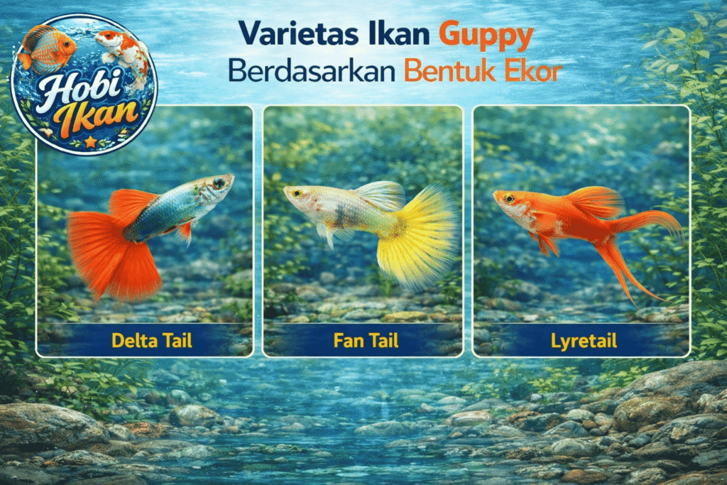 varietas ikan guppy berdasrkan bentuk ekor
