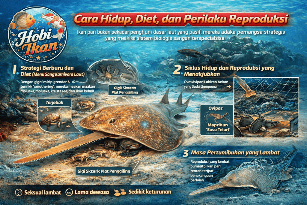 cara hidup, diet, dan reproduksi ikan pari