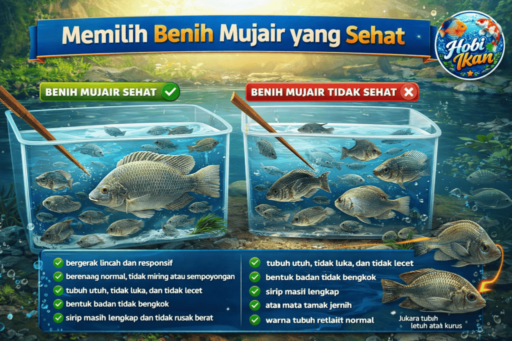 memilih benih mujair yang sehat